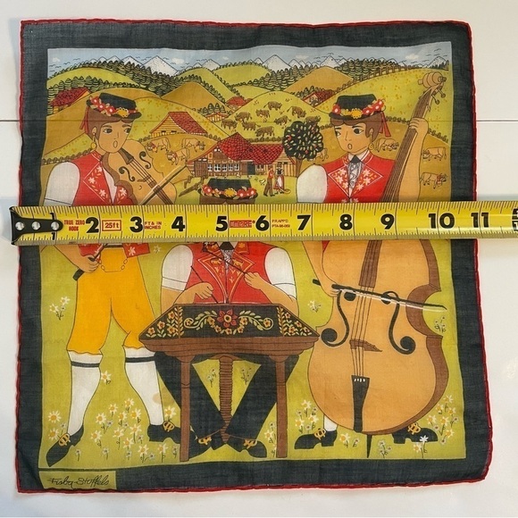 Vintage Fisba Stoffels Musical Trio 10.5” Scarf Handkerchief - Picture 3 of 4